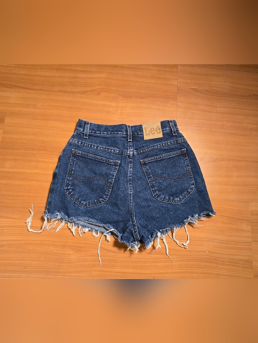 Lee Women's Dark Indigo Distressed Vintage Denim Cutoff Shorts 26" Waist